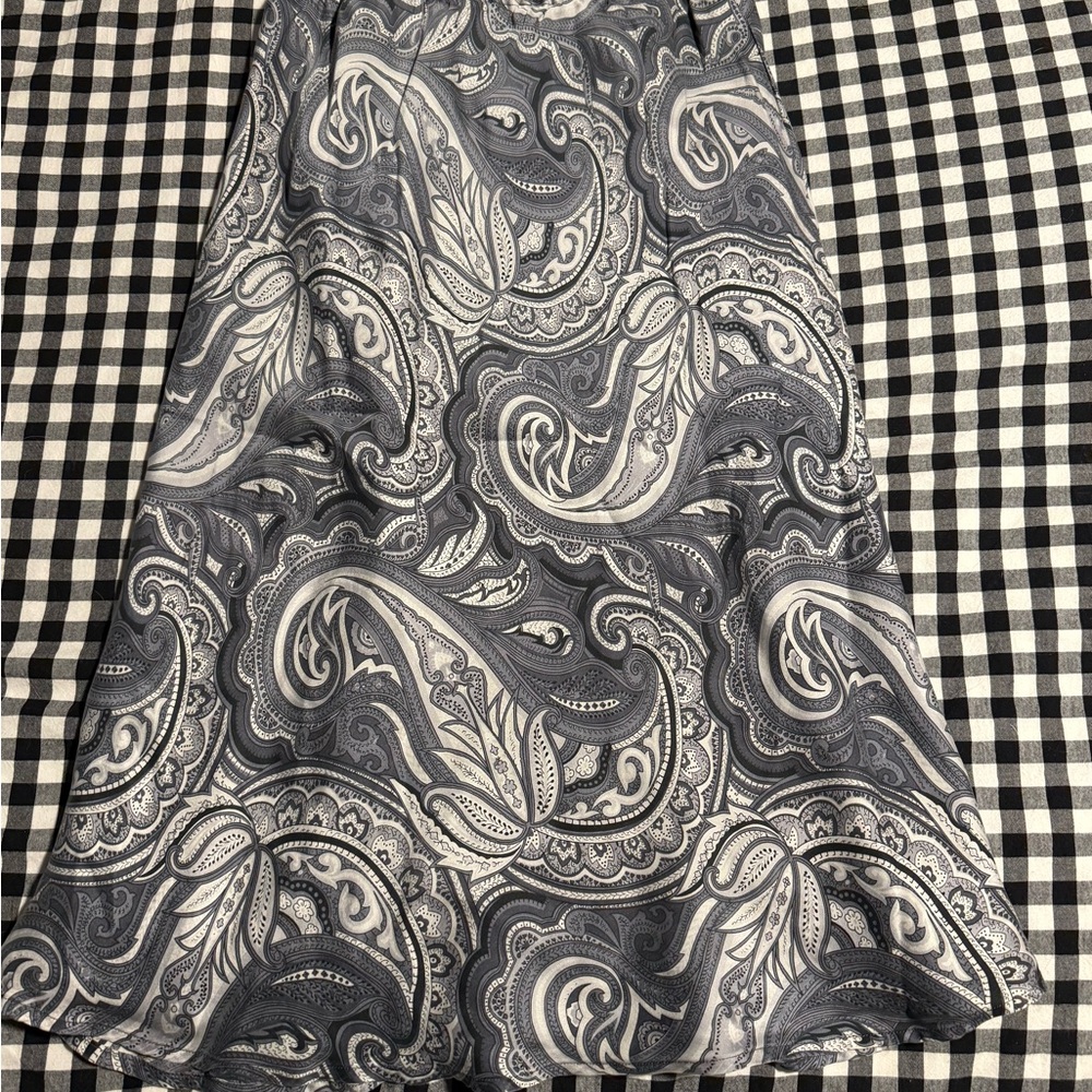 Mixit Paisley A-Line Skirt in Black and Gray